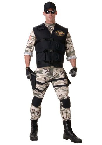 Underwraps Men's Plus-Size Adult Seal Team Costume -Standard
