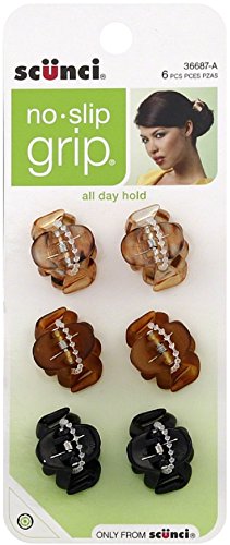 Scunci No-Slip Grip Mini Octopus Jaw Clips 6 ea (Pack of 4)