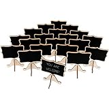 20 Pcs Wood Mini Chalkboard Signs with Support Easels, Place Cards, Small Rectangle Chalkboards Blackboard for Weddings, Birthday Parties, Table Numbers, Message Board Signs and Event Decorations