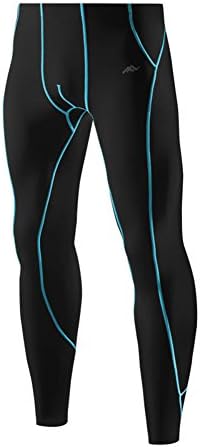 PASSWIN Men's Cool Dry Tights Sports Compression Base Layer Long Pants 5XL Black&amp;Blue