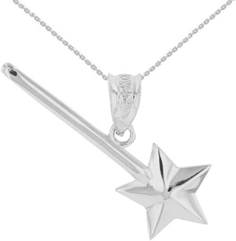 Claddagh GoldFine 925 Sterling Silver Magic Fairy Wand Pendant Necklace