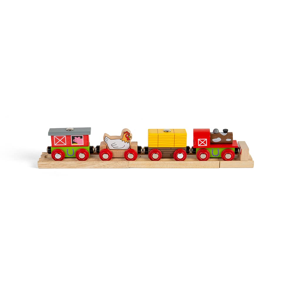 Bigjigs Rail Farmyard Train - Other Major Wooden Rail Brands are Compatible