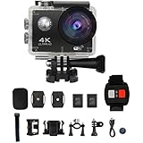 Action Camera, Sencam 4K WiFi Ultra HD 30-Meter Waterproof Sports Camera 170 Wide Angle Lens with Accessories Kits (Black)