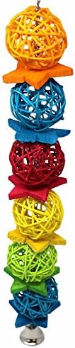 LLtidmsWL Colorful Rattan Balls Star Parrot Bite Toy Small Pet Bird Cage Hanging Decor Natural Living Playground for Birdsoys Exercise Play