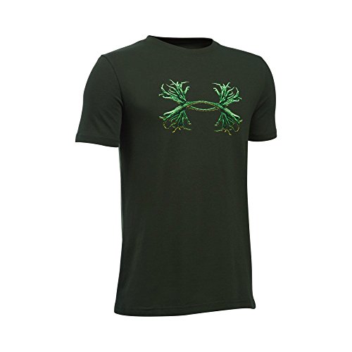 Under Armour Boys' Antler Logo T-Shirt, Artillery Green/Black, Youth X-Large