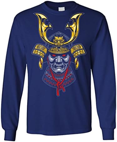 SAMURAI SHOGUN MASK japan ninja warrior - Long Sleeved Tee, 3XL, Navy