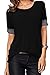 Sarin Mathews Women's Casual Round Neck Loose Fit Short Sleeve T-Shirt Blouse Tops Black XL