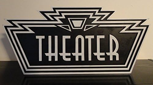 Theater Sign - Art Deco Carved 3-D Home Theater Sign Cinema Wooden Plaque Large ©