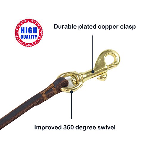 image for HiCaptain 1/4 inch x 6 feet Thin Leather Pet Leash, Durable Dog Leashe