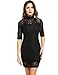 ANGVNS Women Lace Slim Fit Middle Sleeve Pencil Floral Dress For Party