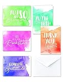 Paper Frenzy Watercolor Appreciation Thank You Note Cards & White Envelopes - 25 pack