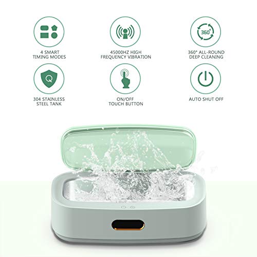 Venussar Ultraschallreinigungsgerät, 300ml Ultraschallreiniger, Mini Ultraschallreinigungsgerät Brille Uhren Schmuck Ringe Halsketten Zahnprothese