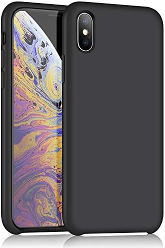 iPhone Xs Silicone Case, XSHNUO Liquid Silicone Gel Rubber Ultra Thin Case with Soft Microfiber Cloth Lining Cushion for Apple iPhone Xs (2018)/iPhone X (2017) 5.8 inch (Black)
