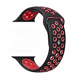 ZONEYILA Soft Silicone Quick Release Replacement Strap for Apple Watch Series 1 Series 2,iWatch Nike+ (Black+Red 42mm)