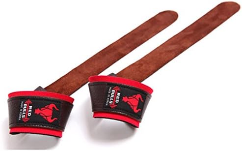 Red Bulls leather Wrist Weight lifting Strap One Size Unisex Weightlifting Power Health Workout Griper Fitness Gym Body