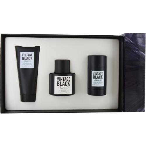 Kenneth Cole Vintage Black 3 Piece Gift Set for Men (Eau de Toilette Spray, After Shave Balm, Deodorant Stick)