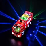 Electric Fire Truck Kids Toy- with Bright Flashing 4D Lights & Real Siren Sounds| Bump and Go Firetruck for Boys| Automatic Steering on Contact| Fire Engine Toy Trucks for Imaginative Play