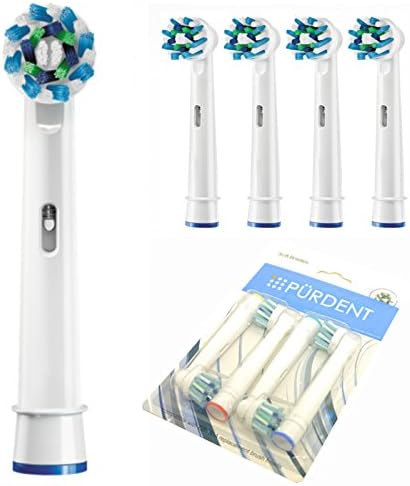 Purdent Electric Tooth Brush Heads Generic Replacement for Braun Oral B Soft Bristle CrossAction Cross Action 4pc pack