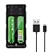 18650 Battery Charger, ESYB M2 2 Bay Speedy Charger with USB Port for 3.7V Li-ion Rechargeable Battery Flashlight Head Lamp Handheld Mini Fan VTC5 VTC6 GA 25R 30Q HG2 PF
