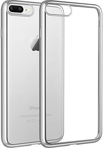 iPhone 7 Plus Case, Premium Soft TPU Electroplated Cover (Silver)