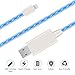 EL-AURORA Lightning to USB Cable, 3ft Visible Flowing LED USB Charger Cable Light Up Charger Sync Data Cord for iPhone X / 8 / 8 Plus / 7 / 7 Plus / 6 / 6 Plus, iPod and iPad (white)