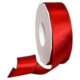 Morex Ribbon 08838/50-250 Double Face Satin Polyester Ribbon, 1 1/2-Inch by 50-Yard, Red