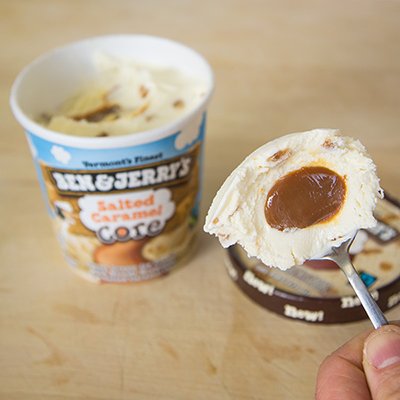 Ben & Jerry's - Vermont's Finest Ice Cream, Non-GMO - Fairtrade - Cage-Free Eggs - Caring Dairy - Responsibly Sourced Packaging, Salted Caramel Core, Pint (4 Count)
