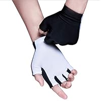 JIAHG Men Summer Driving Gloves Women Sunscreen Half Finger Fingerless Gloves Lightweight Summer UV Protection Cycling Gloves Breathable Gym Fitness Workout Motorcycling Cotton Gloves (White+Black)