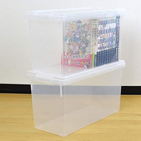 Amazon 収納ケース 収納ボックス 収納ケース コミック本収納 フタ付き 2個セット 収納ケース コミック本収納 フタ付き プラスチック製 収納ボックス 同人誌ケース 判コミック 大判コミック 完全版 漫画本 マンガ本 仕切り板付き 収納ケース ボックス オンライン通販