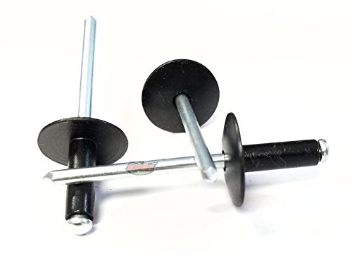 Racer's Speed Shop Black 3/16" Rivet Large Flange Aluminum Head Steel Mandrel Blind Pop Rivets 50 pk