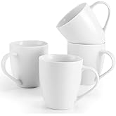 Mfacoy White Coffee Mugs Set of 4, 16 Ounce Mug with Handles, Ceramic Coffee Cups, Porcelain Mugs Sets, Large Coffee Mugs for Coffee, Tea, Hot Cocoa, Milk, Microwave and Dishwasher Safe