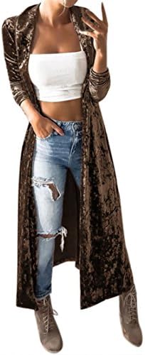 Mose Ladies Cardigan Womens Spring Velvet Long Sleeveless Cardigan Parka Outerwear Coat