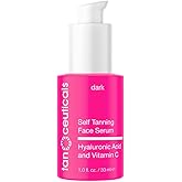 Tanceuticals Self Tanning Face Serum - Color-Correcting and Hydrating with Vitamin C & Hyaluronic - Facial Self Tanner for Natural Looking & Long Lasting Sunless Tan - 1 oz (Dark)