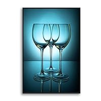Framed Canvas Wall Art Wine Glass Canvas Prints Home Artwork Decoration for Living Room,Bedroom - 16x24 inches