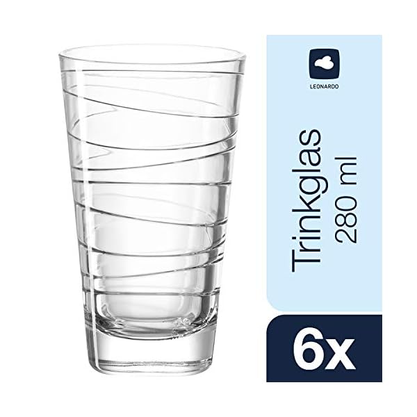 Leonardo Vario Struttura Trink-Gläser, 6er Set, spülmaschinengeeignete Wasser-Gläser, Glas-Becher mit Muster, Saftglas… – Bild 3