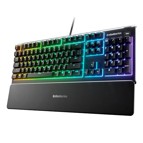 SteelSeries Apex 3 - Gaming Tastatur - 10-Zonen RGB-Beleuchtung - Premium magnetische Handballenauflage - Spanisch (QWERTY) Layout