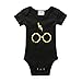 Owlivia Organic Cotton Baby Boy Girl Short Sleeve Bodysuit (Size 0-18 Months) (3-6 Months, Black)