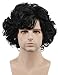 karlery Men's Black Short Fluffy Curly Wig Halloween Cosplay Wig Anime Costume Party Wig