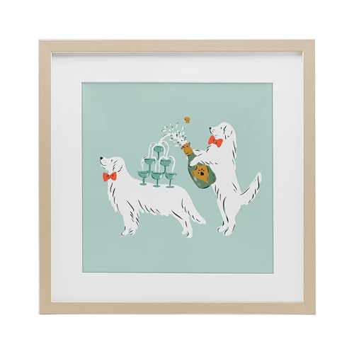 Stupell Industries Popping Champagne Dogs Birch Framed Print Under Glass design…