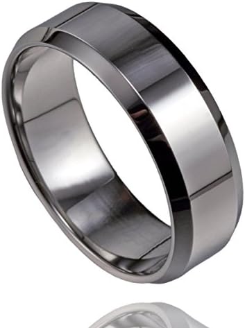 MSK 7mm Men's High Polished Plain Beveled Edge Tungsten Carbide Wedding Band Ring Size 6.5 to 11.5 (6.5)