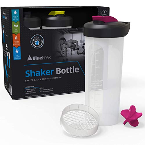 BluePeak Protein Shaker Bottle 28 oz with Dual Mixing Technology