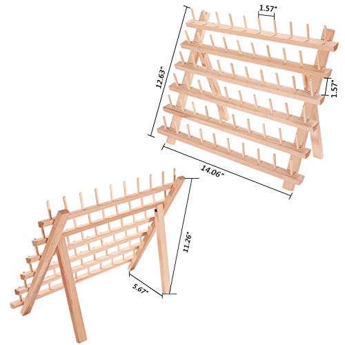MILIJIA 60-Spool Sewing & Embroidery Threads Wooden Rack Organizer