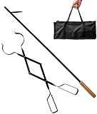 Heavy Duty Fire Tong and Blow Fire Poker Stick Set