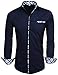 HOTOUCH Mens Business Casual Cotton Formal Dress Shirts Navy Blue, Medium, Long Sleeve