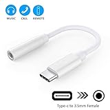 USB-C to 3.5mm Headphone Jack Adapter USB C to 3.5mm Aux Cable Type C to 3.5mm Aux Audio Dongle Jack Cable Type C Adapter Connector for iPad Pro/GooglePixel/Pixel2/2XL/3/Huawei/Samsung/MotoZ/Z2-White