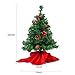 JOYIN 22” Prelit Tabletop Mini Christmas Tree with Holly Berries and Pine Cones, 100 Branch Tips & Warm White LED Lights in Red Cloth Bag for Best Home and Office Christmas Decorations