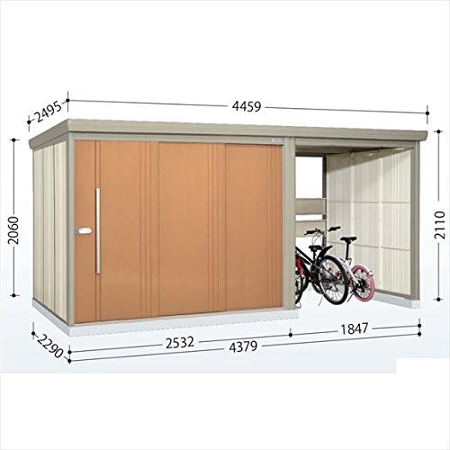 タクボ物置 高い素材 Tp ストックマンプラスアルファ Tp Z43r22 一般型 結露減少屋根 物置 におすすめ 自転車収納 屋外用 駐輪スペース付 トロピカルオレンジ