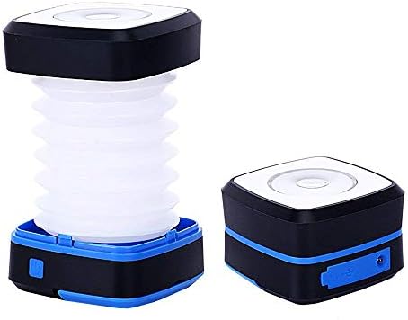 Blue-USB Chargeable Light, LED Camping Lantern Solar Powered Blue-USB Chargeable, Mobile Charger, Flashlight, SOS Flashing, Collapsible Design, Hiking Camping Tent Lawn for Outdoor Night