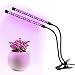 Grow Light for Indoor Plants, 24W Dual Head Timing Grow Lights with Auto Turn on/Off Function, 4/8/12 Timer, 8 Dimmable Levels, Adjustable Gooseneck, Red/Blue Integrated Spectrum (Dual Heads)