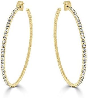 ARIA + ME Lightweight Crystal 14K Gold Plated Hoop Earring, LARGE -2.25"